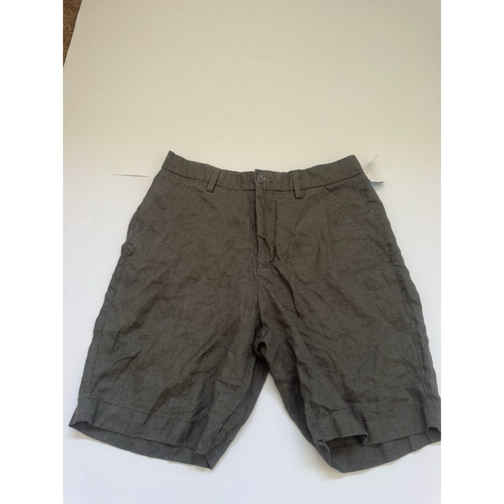 Zara 100% Linen Bermuda Shorts Gray Size US 30 Casual Summer